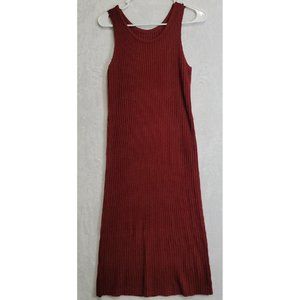 Chic Ribbed Midi Dress - Burgundy